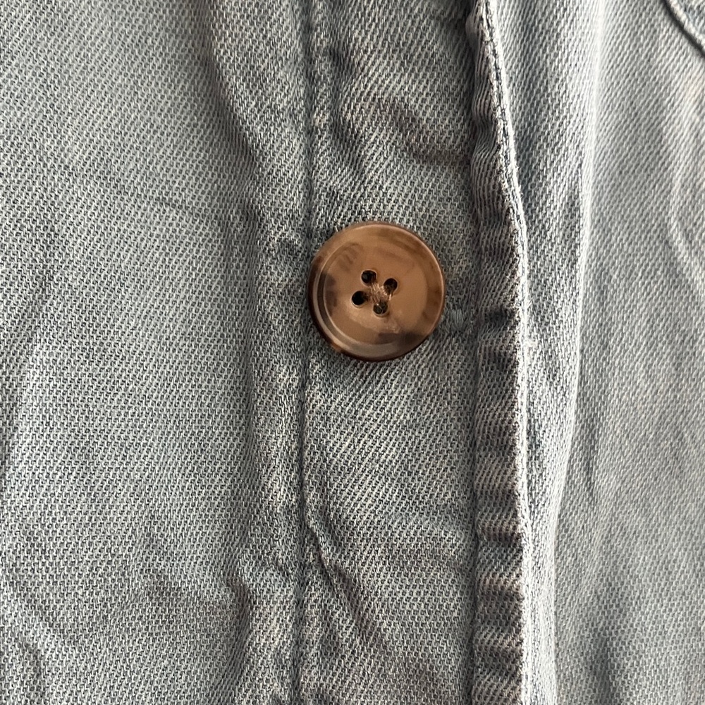 Faherty Washed Blue Button Romper - Picture 3 of 4